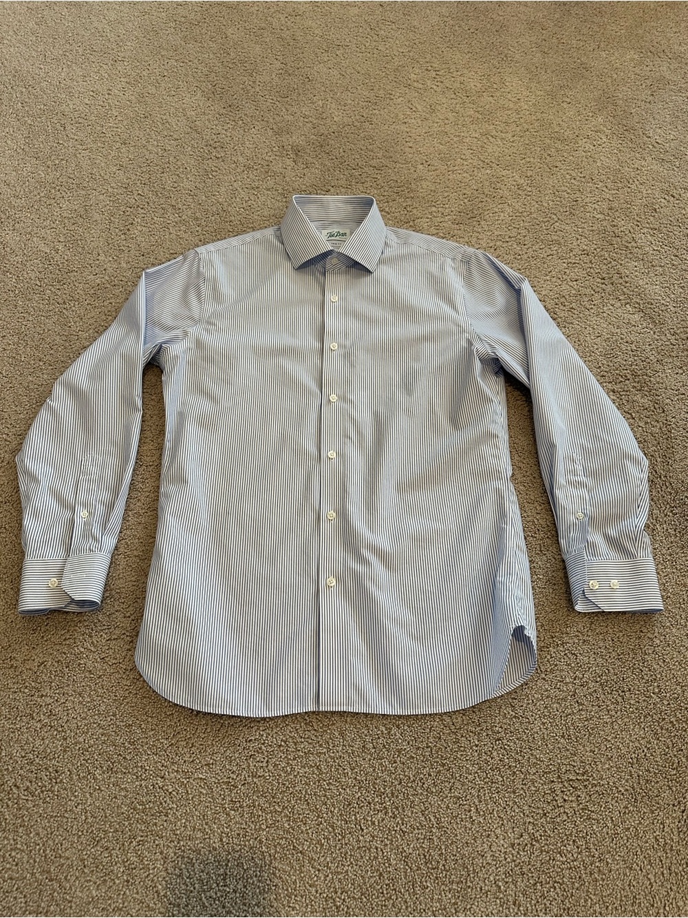The Tie Bar Pinpoint Stripe Classic Blue Non-Iron Dress Shirt
